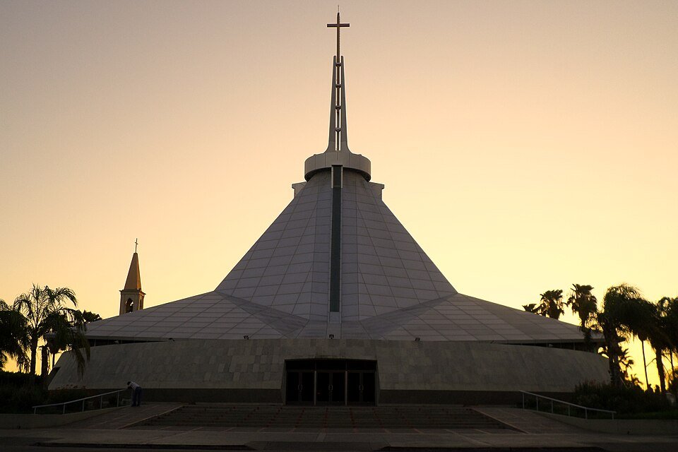 Cathedral exterior in Ciudad Obregon photographed in August 2015.