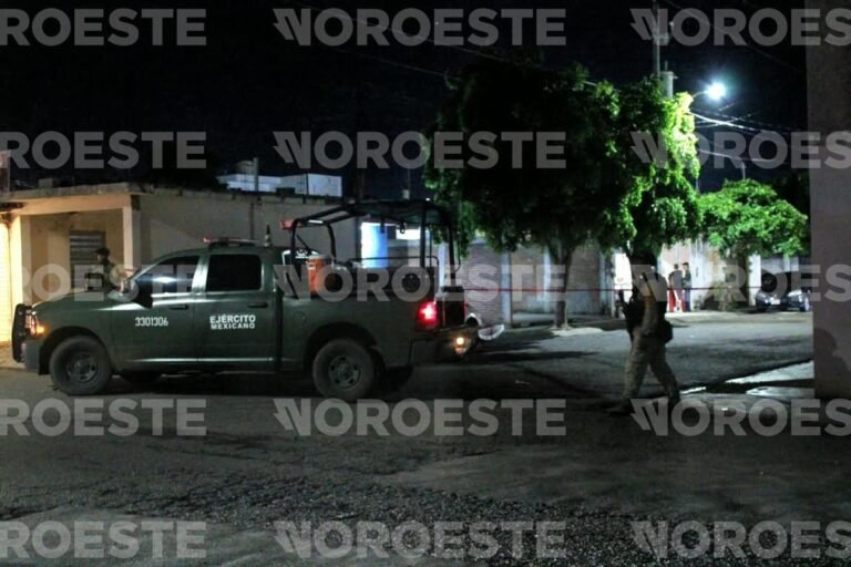 Mexican Army truck and soldier at the cordoned-off street in Culiacán’s Antonio Nakayama neighborhood after the Sept. 27 shooting
